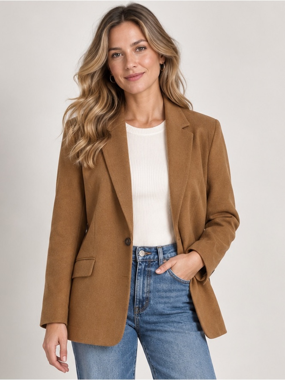 Lands End sz 18T wool and cashmere camel colored blazer/jacket